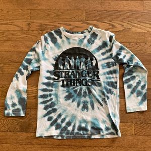 Old navy girls 10-12 stranger things blue and black tie dye long sleeve